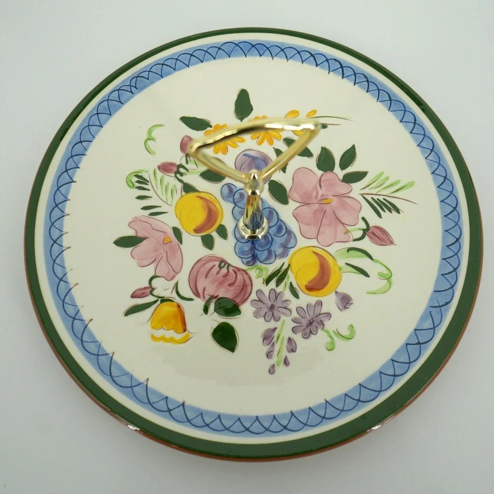 Stangl Tidbit Tray Serving Plate 10in Multicolor Fruit and Flowers Vintage MCM